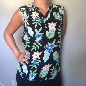 Sleeveless Floral Blouse